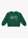 The New Society Kids' Princeton Cotton Jumper, Retro Green