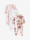 Ted Baker Baby Cotton Sleepsuits, Pack of 3, Pink