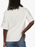 Sisters Point Heda Cotton Loose Fit T-Shirt, Cream/Black