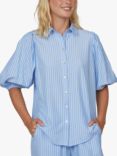 Sisters Point Ella Stripe Puff Sleeve Shirt, Blue/White