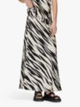 Sisters Point Gewo Zebra Print Satin Skirt, Beige/Black