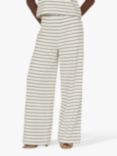 Sisters Point Harti Stripe Wide Leg Trousers, Cream/Navy