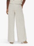 Sisters Point Harti Stripe Wide Leg Trousers, Cream/Navy