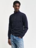 GANT Sacker Rib Knit Half-Zip Jumper, Evening Blue