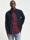 GANT Rib Full Zip Cardigan, Evening Blue