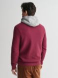 GANT Full Zip Cotton Blend Knit Jacket, Wine Red