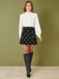 Yumi Daisy Corduroy Mini Skirt, Black/Multi