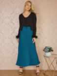 Yumi Satin Midi Skirt, Teal