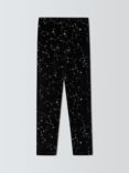 John Lewis Kids' Glitter Stars Velour Leggings, Black