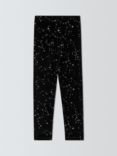 John Lewis Kids' Glitter Stars Velour Leggings, Black