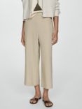 Mango Linovis Wide Leg Linen Blend Trousers