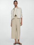 Mango Linovis Wide Leg Linen Blend Trousers