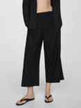 Mango Linovis Linen Blend Trousers, Black