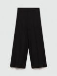 Mango Linovis Linen Blend Trousers, Black