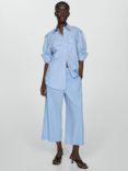 Mango Linovis Wide Leg Linen Blend Trousers, Pastel Blue