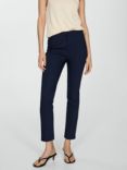 Mango Malu High Waisted Cigaratte Trousers, Navy