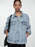 Mango Alaia Oversize Denim Jacket, Light Blue