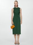 Mango Fertina Twist Front Sleeveless Midi Dress, Green