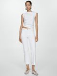 Mango Sienna Cropped Flared Jeans, White