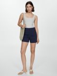 Mango Malu High Waisted Shorts, Navy