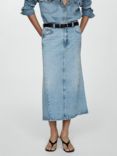 Mango Reign Denim Midi Skirt, Light Blue, Light Blue