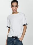 Mango Tagli Crochet Sleeve T-Shirt, White