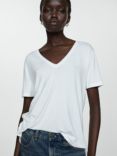 Mango Vispi V-Neck T-Shirt, White