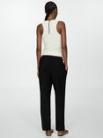 Mango Fluido Straight Leg Drawstring Waist Trousers, Black