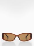 Mango Didi Rectangular Sunglasses, Brown