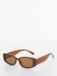 Mango Didi Rectangular Sunglasses, Brown