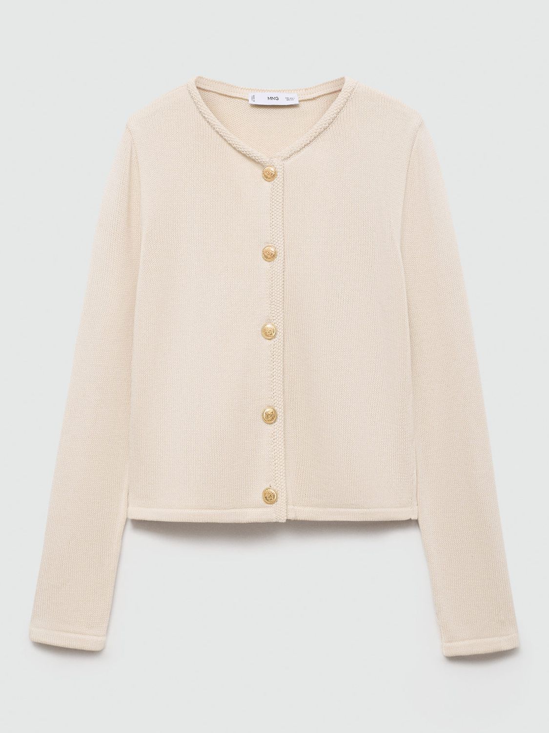 Mango Eliot Jewel Button Knit Cardigan, Cream