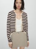 Mango Eliot Stripe Jewel Button Cardigan, Navy/Cream