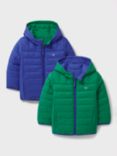 Crew Clothing Kids' Lowther Reversible Quilted Jacket, Bottle Green/Blue