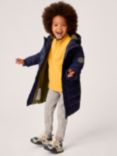 Crew Clothing Kids' Midweight Longline Puffer Coat, Navy Blue