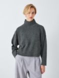 John Lewis ANYDAY Crop Funnel Neck Wool Blend Jumper, Charcoal