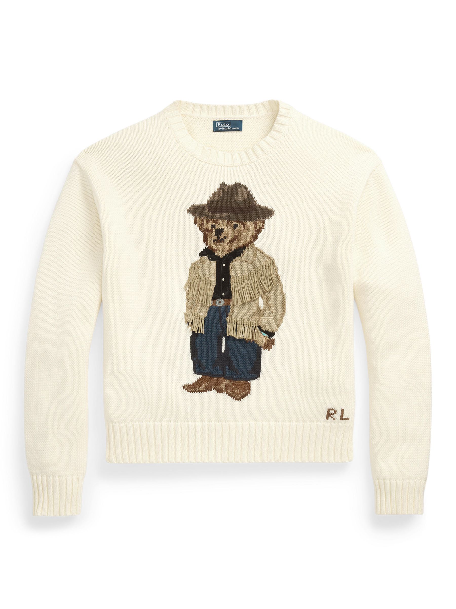 Polo Ralph Lauren Fringe Bear Jumper, Parchment Cream