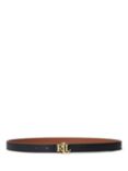 Lauren Ralph Lauren Pebble Leather Reversible Skinny Belt, Black/Tan