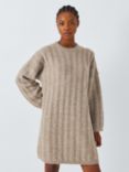 John Lewis ANYDAY Cable Knit Wool Blend Mini Dress, Natural