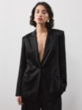 Vivere By Savannah Miller Noah Belted Satin Blazer, Black