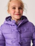 Crew Clothing Kids' Lightweight Toggle Longline Puffer Coat, Lilac