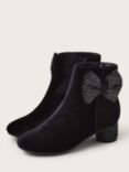 Monsoon Kids' Velvet Bow Boots, Black