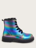 Monsoon Kids' Metallic Rainbow Lace Up Boots, Multi