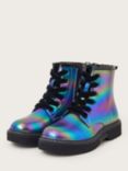 Monsoon Kids' Metallic Rainbow Lace Up Boots, Multi