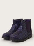 Monsoon Kids' Glitter Chelsea Boots, Purple