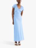 OMNES Woolf Satin Bias Cut Midaxi Dress, Light Blue