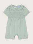 Monsoon Baby Embroidered Short Sleeve Playsuit, Sage