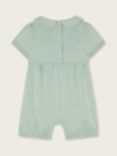 Monsoon Baby Embroidered Short Sleeve Playsuit, Sage