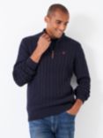 Crew Clothing Cable Half Zip Jumper, Midnight Blue