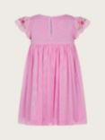 Monsoon Baby April Shirred Embroidered Dress, Pink