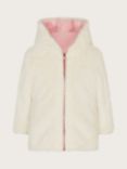 Monsoon Kids' Faux Fur Reversible Coat, Pink